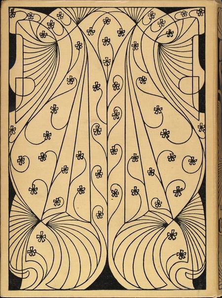 Achterzijde band van Psyche (1898): lichtgele linnen band naar een ontwerp van Jan Toorop