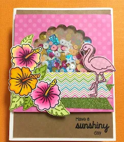 Sunny Studio Stamps: Tropical Paradise Flamingo & Hibiscus Flowers Card by Jessica Griswold