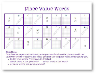 Word Work Place Value Words 3rd Grade Thoughts - 