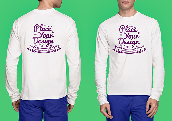 Download T-shirt Mockup PSD Terbaru Gratis - White Long Sleeves T-shirt Mock-up Photoshop PSD File