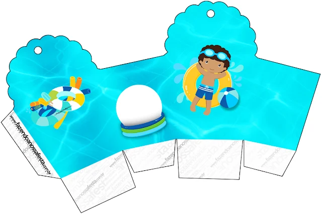 You can use this box for chocolates, candies or cupcakes of Brunette Boy Pool Party.