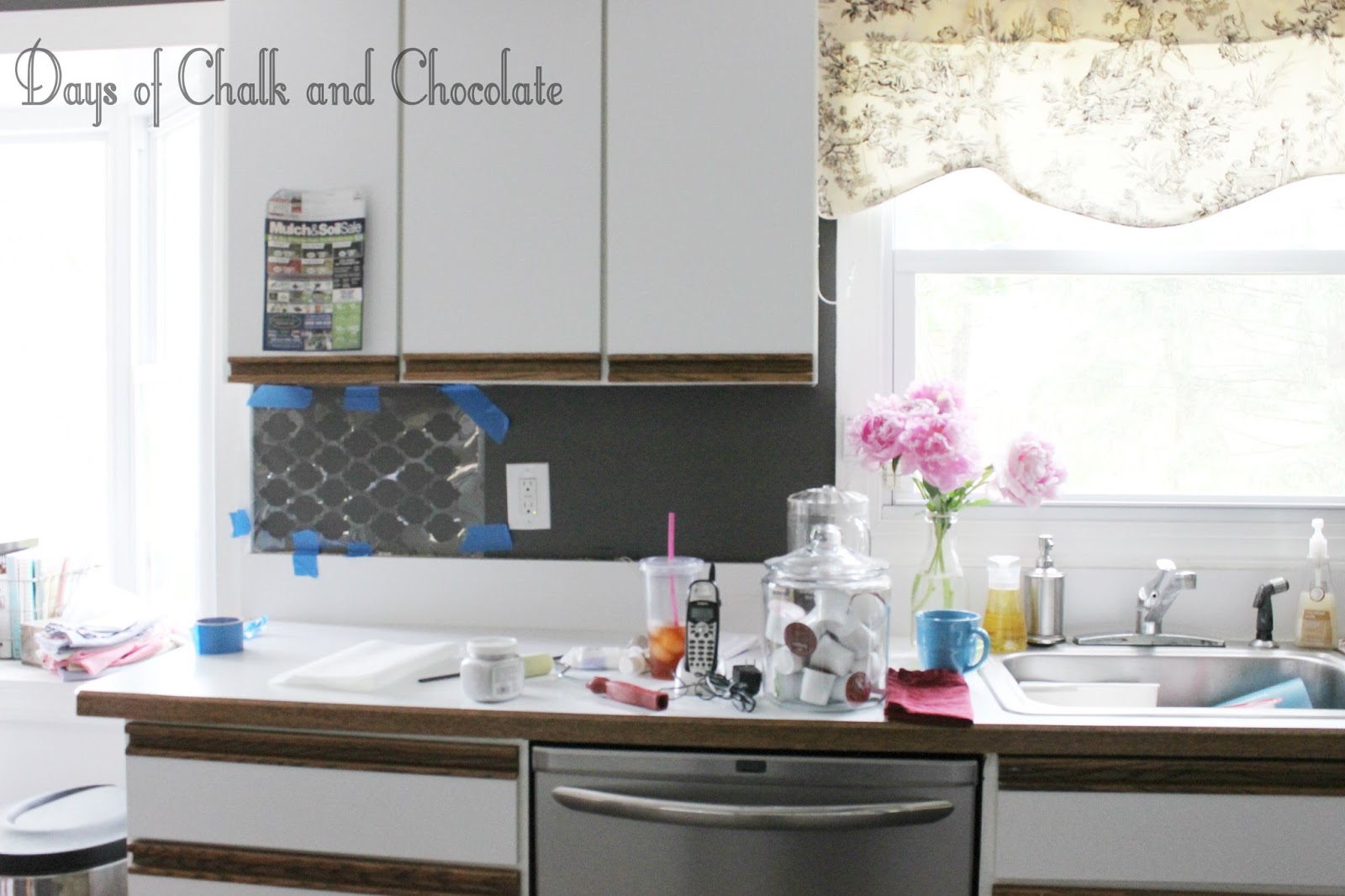 ... of Chalk and Chocolate: Easy DIY Self-Adhesive Faux Tile Backsplash