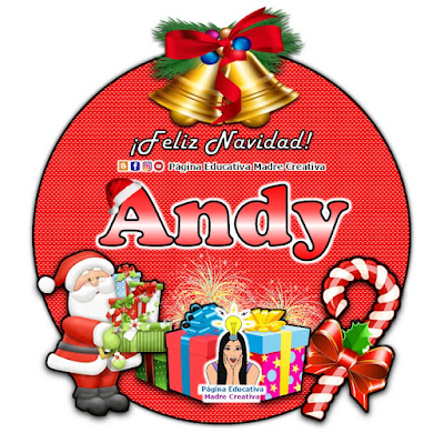 Nombre Andy - Cartelito por Navidad nombre navideño