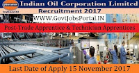 Indian Oil Corporation Limited Recruitment 2017– 130 Trade Apprentice & Technician Apprentices