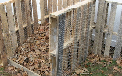 leaves in wood bin