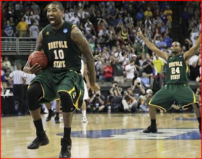 Kyle OQuinn dominated Missouri and inside and celebrates Norfolk State's huge upset