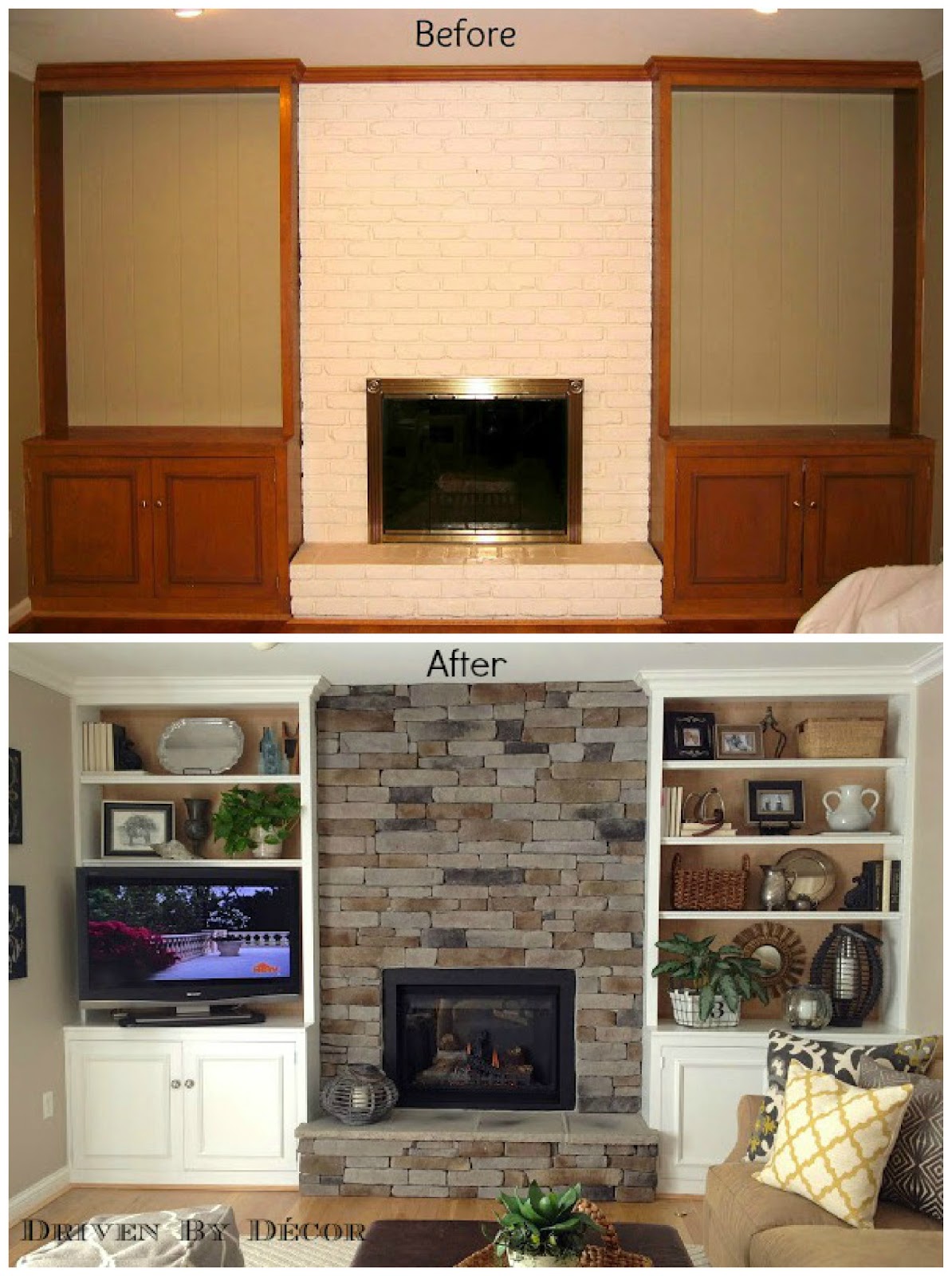 Transforming a Fireplace and Built-in Bookcases - Driven by Decor