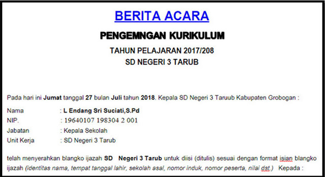 Berita Acara Rapat Pengembangan Kurikulum