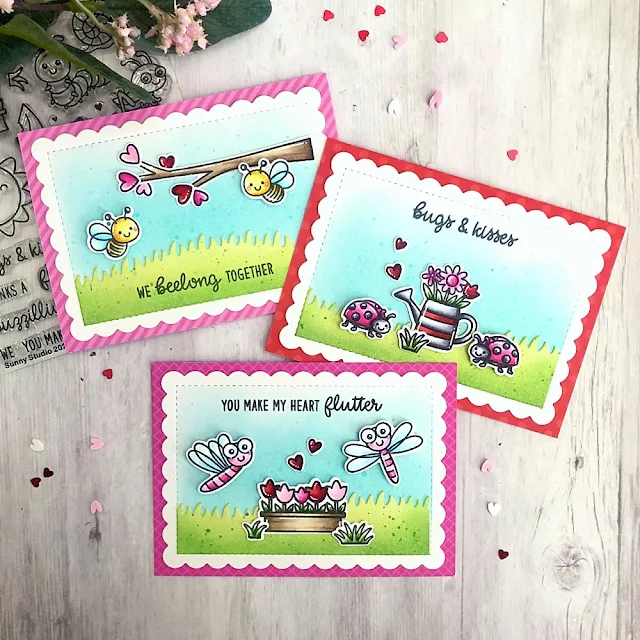 Sunny Studio Stamps: Garden Critters Spring Cards by Tammy Stark (featuring WooHoo, Slimline Dies)