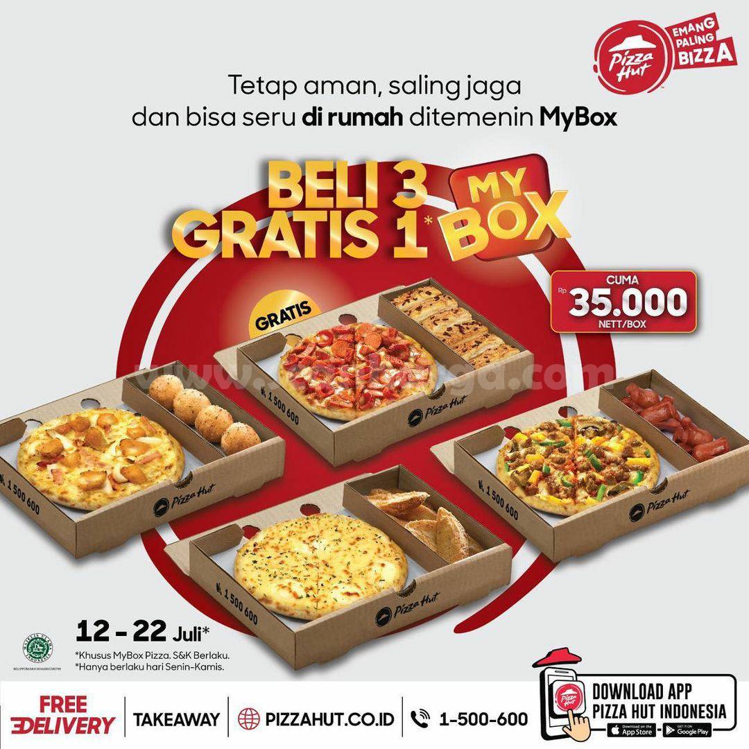 PIZZA HUT Promo Beli 3 MYBOX GRATIS 1 MYBOX harga CUMA Rp. 35.000 nett/Box