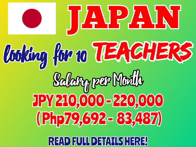 Japan Hiring 10 English Teachers | Salary per month JPY 210,000.00 - 220,000.00 | Apply Now!