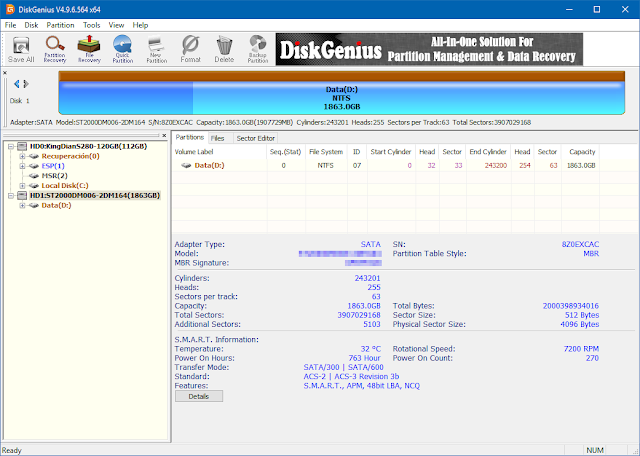 DiskGenius 5.4.6.1441 - Gestor de discos y particiones con potente opción de recuperación de archivos borrados
