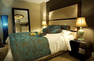 Dark Black Teal Bedroom