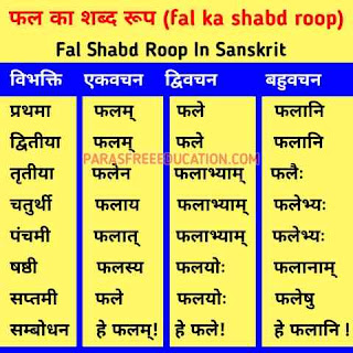 fal ka shabd roop