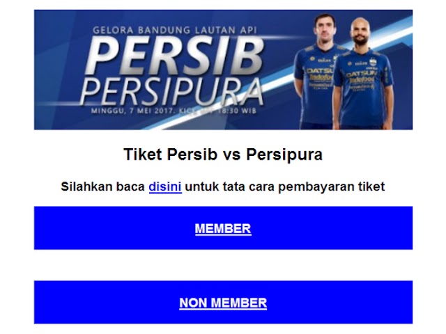 Pemesanan Tiket Online Pertandingan Persib VS Persipura Ditutup Sabtu, 6 Mei 2017