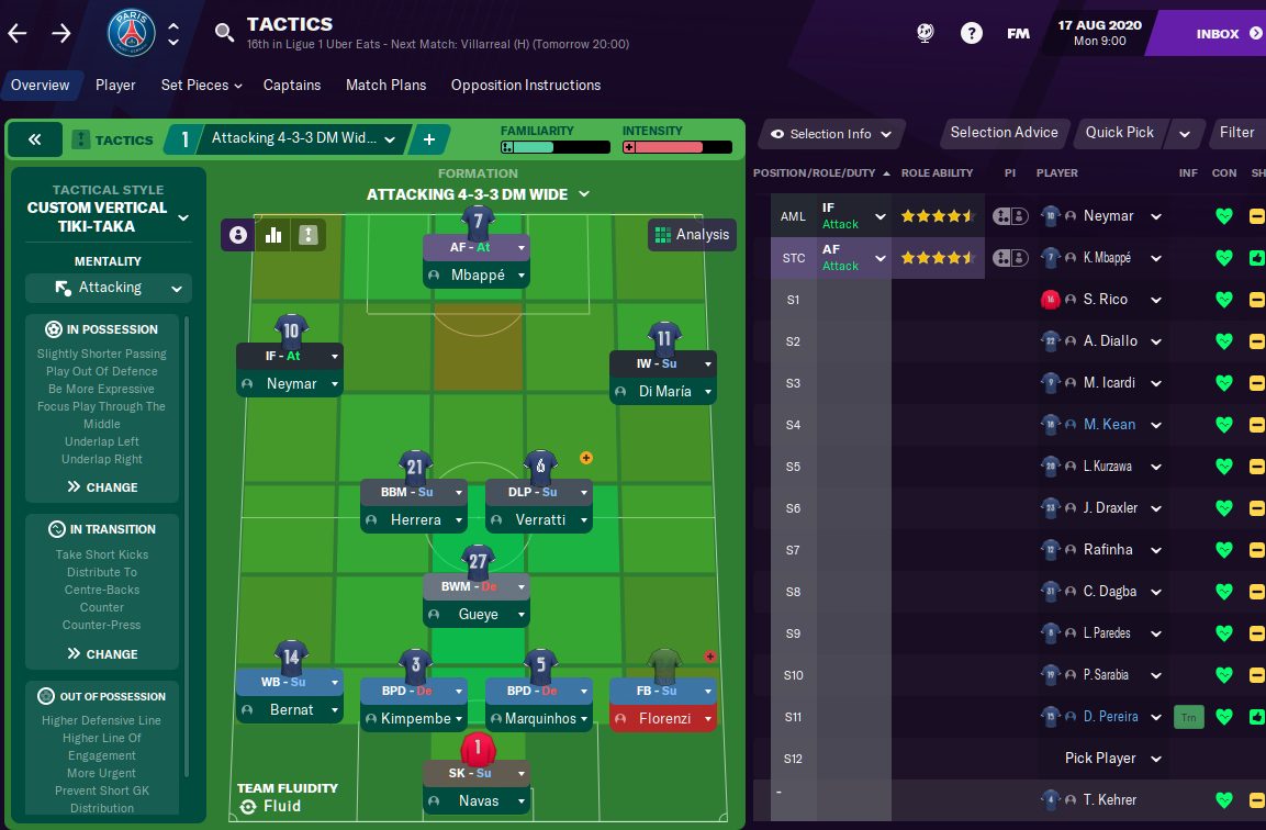 FM21 PSG Tactic - Formation