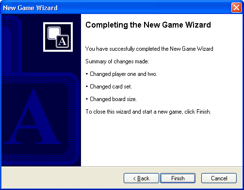 Game Wizard Completion Page in Concentration - the Memory Games 5.0