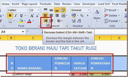 XLStyleDecreaseIndentAlignment