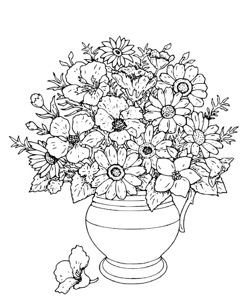 Flower In Vase Coloring Pages
