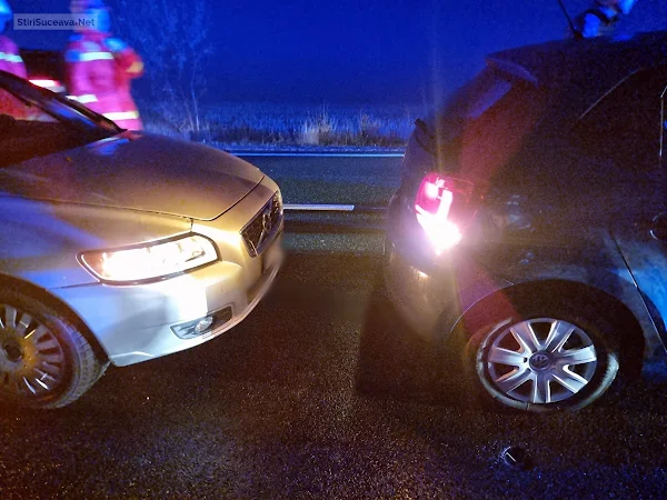 Șapte mașini implicate într-un accident rutier, pe E85, la Iacobești. Două persoane primesc îngrjiri medicale