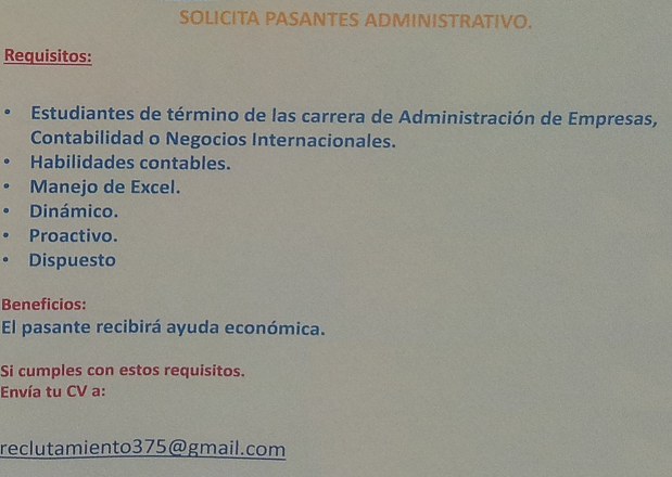 Empresa Credicefi solicita Pasante Administrativo