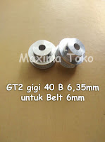 Timing Pulley GT2 Gigi 40 Teeth Bore 6,35mm 6.35mm 2GT 40T B 6.35 mm