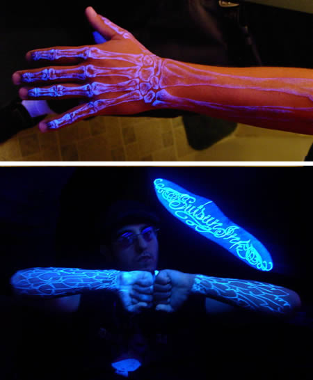 glow in dark tattoo. If the entire tattoo is made