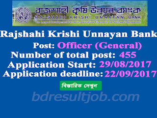 Rajshahi Krishi Unnayan Bank (RAKUB) Officer (General) Job Circular 2017