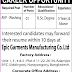 Epic Garments Manufacturing co. ltd job circular 2019