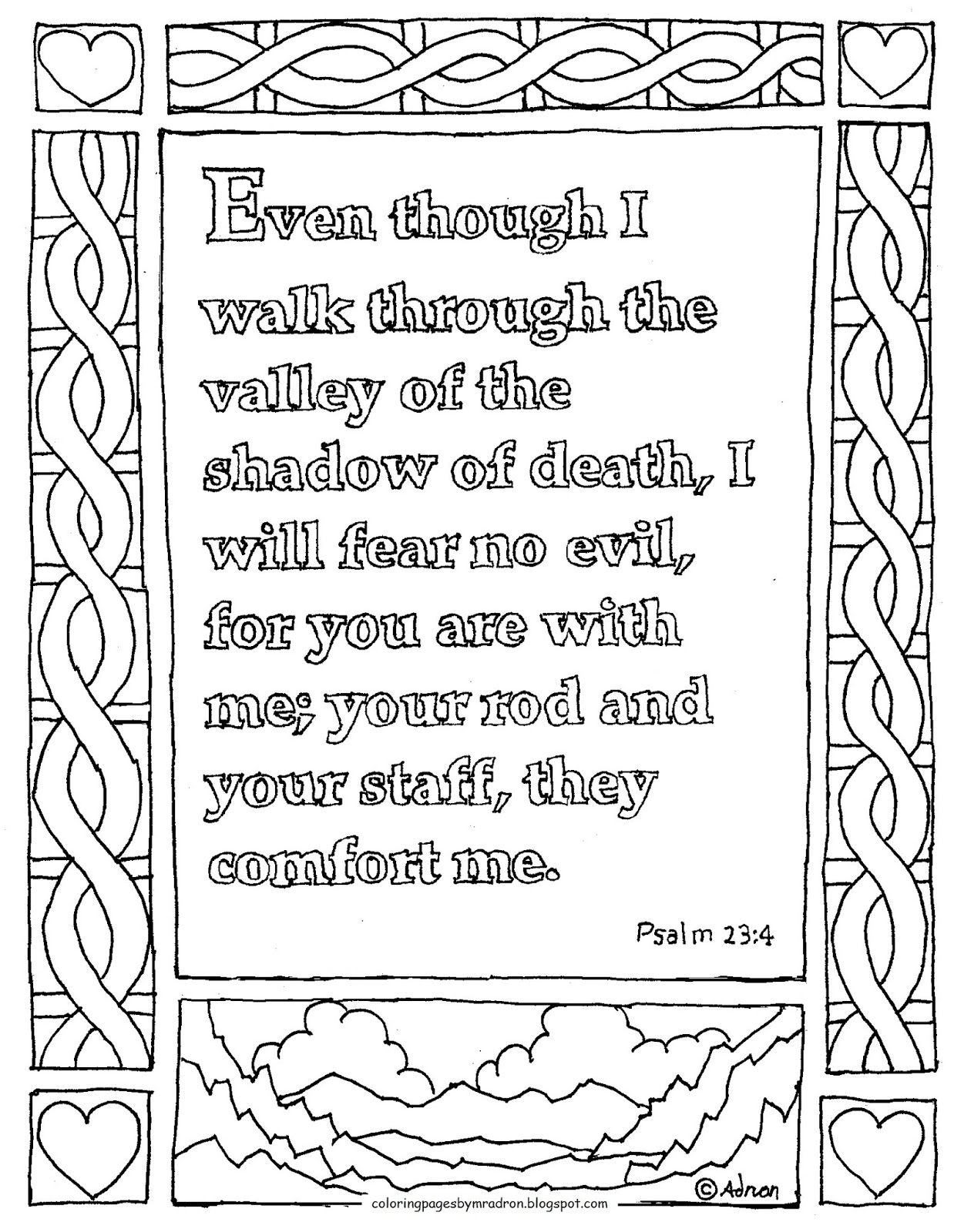 Psalm 23 4 Printable Coloring Page