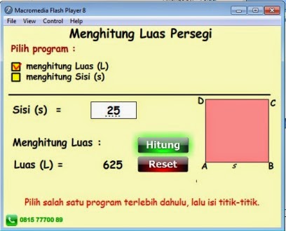 SIMULASI – Luas Persegi ~ FLASH MATEMATIKA