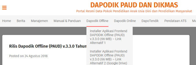 LINK DOWNLOAD INSTALLER APLIKASI DAPODIK PAUD VERSI 3.3.0 TAHUN PELAJARAN 2018/2019 DAN PEDOMAN PENGGUNAAN APLIKASI DAPODIK PAUD 2018