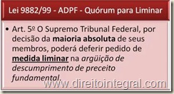 ADPF. Lei 9882/1999. Art. 5º. Quórum para a concessão de liminar.