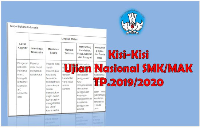 Download Kisi-Kisi UN SMK/MAK Tahun Pelajaran 2019/2020