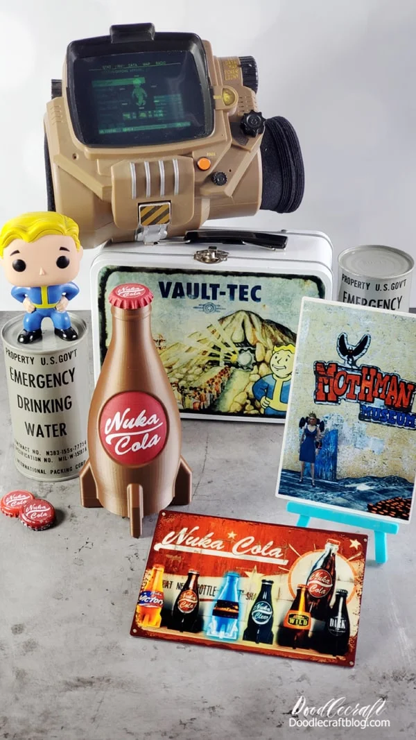 The free thingaverse file has 2 files included, one with the circle label and one that is just smooth, perfect for all the other flavors of Nuka Cola.   I feel like Nuka Girl promoting all the flavors of Nuka Cola!