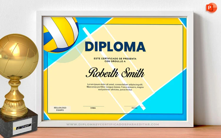 Diploma deportivo de Voleibol en PowerPoint