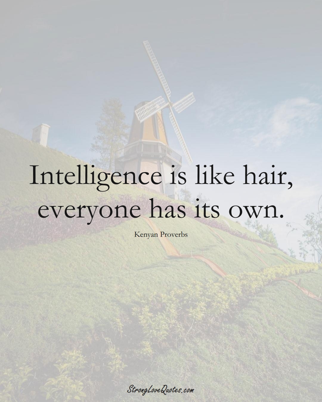 Intelligence is like hair, everyone has its own. (Kenyan Sayings);  #AfricanSayings