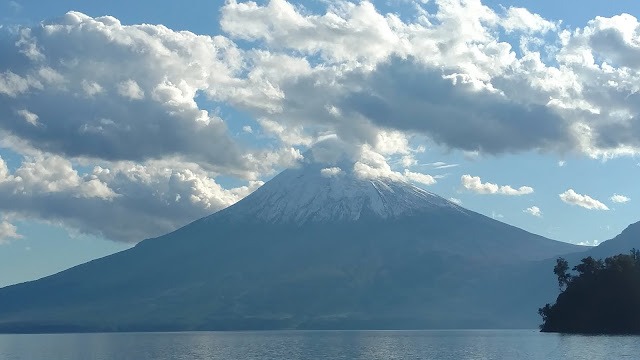 Andean volcano - covered in clouds