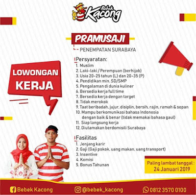 lowongan kerja bebek kacong surabaya