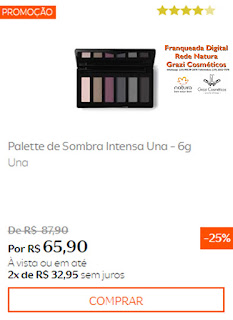 promoção natura palette de sombra 40% off