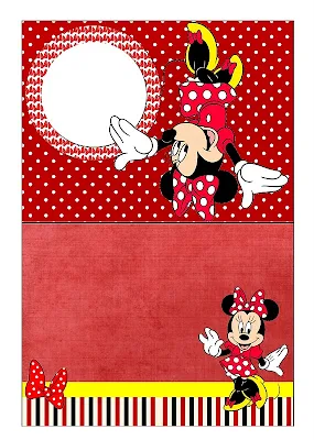 Minnie Mouse en rojo: tarjetería para imprimir gratis.