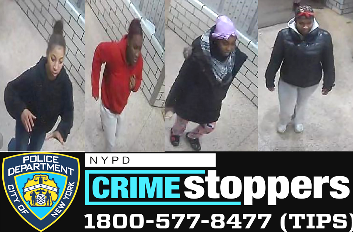 The NYPD is searching for four females in connection with an assault and robbery of teenage girls on the Lower East Side. -Photo by NYPD