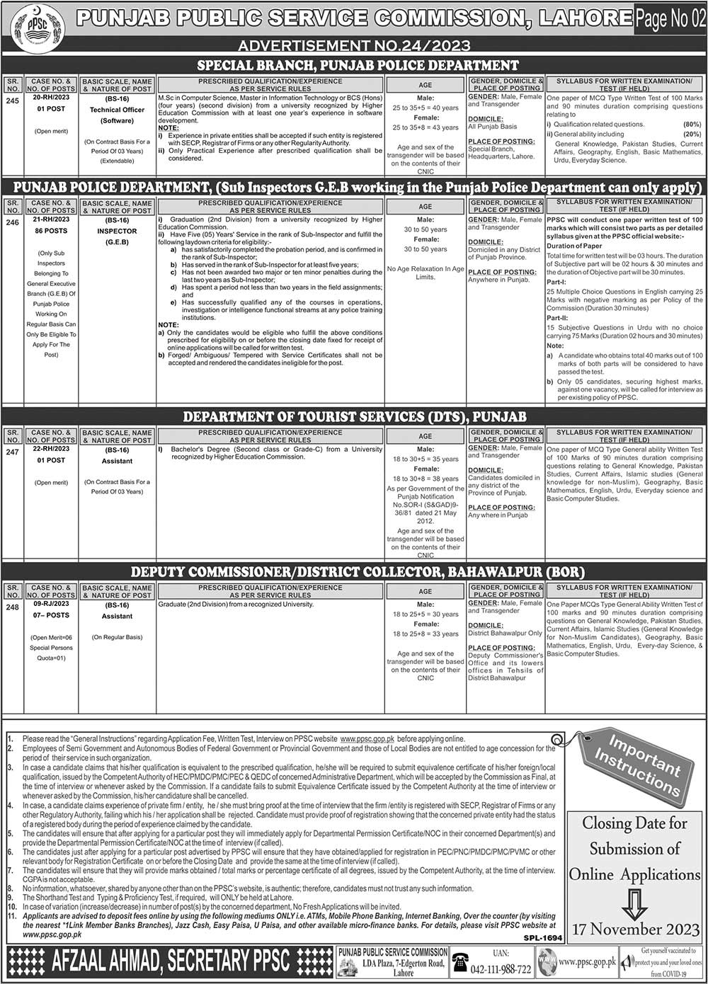 Punjab Public Service Commission PPSC Jobs 2023 Latest Advertisement