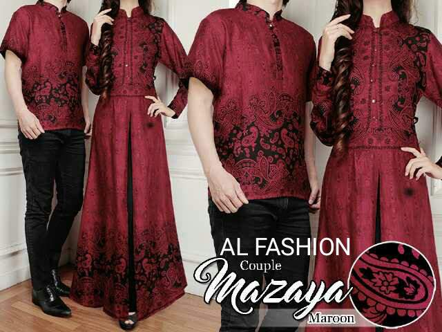  Baju  Batik Couple Chubby Dua Warna Merah Maroon Bj0012