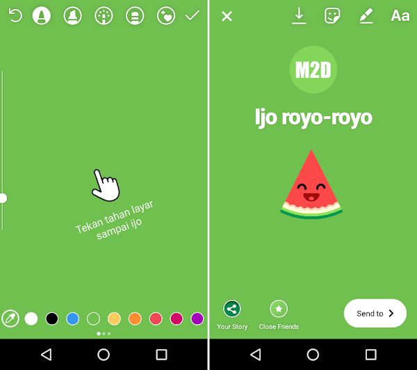 Layaknya status teks WhatsApp yang berlatar warna Teknik Membuat Tulisan di Instagram Stories dengan Background Warna-warni