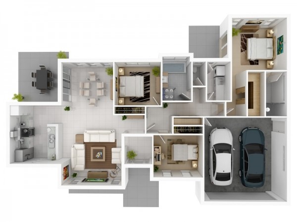 Denah Desain Rumah Mewah Modern 3D