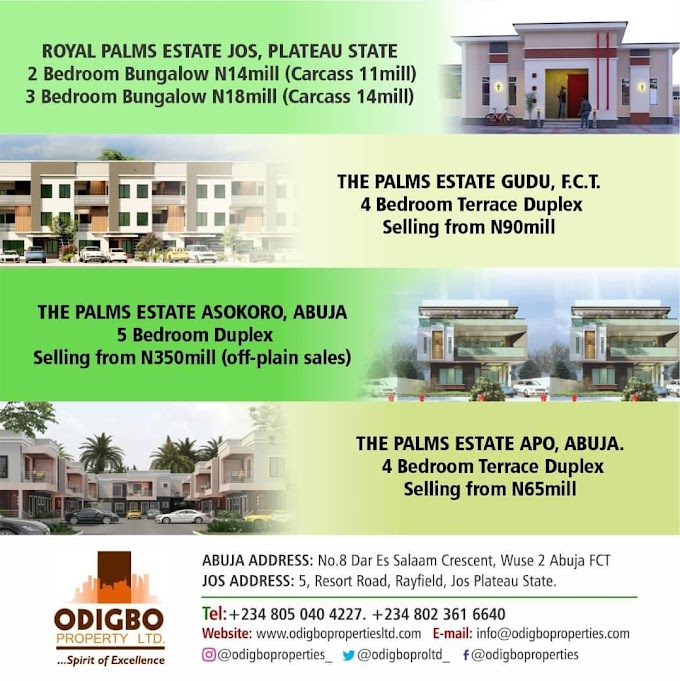 Discover Your Dream Home with Odigbo Properties Limited: The Palms Estates in Abuja and Royal Palms Estate in Jos Now Available for Fast Sale