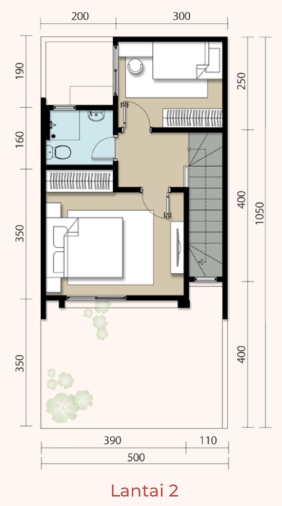 LINGKAR WARNA Denah rumah  minimalis  ukuran  5x10  meter 3 