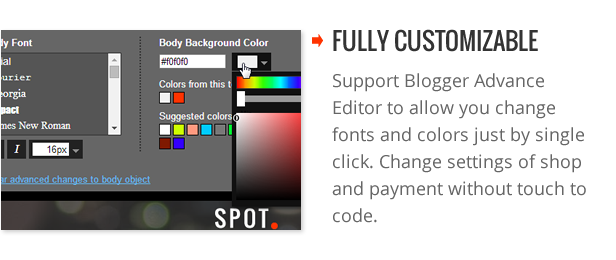 Fully Customizable - SpotCommerce Blogger Shopping Template