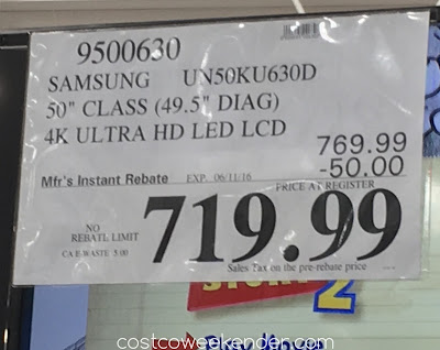 Deal for the Samsung UN50KU630D 4k UHD tv at Costco